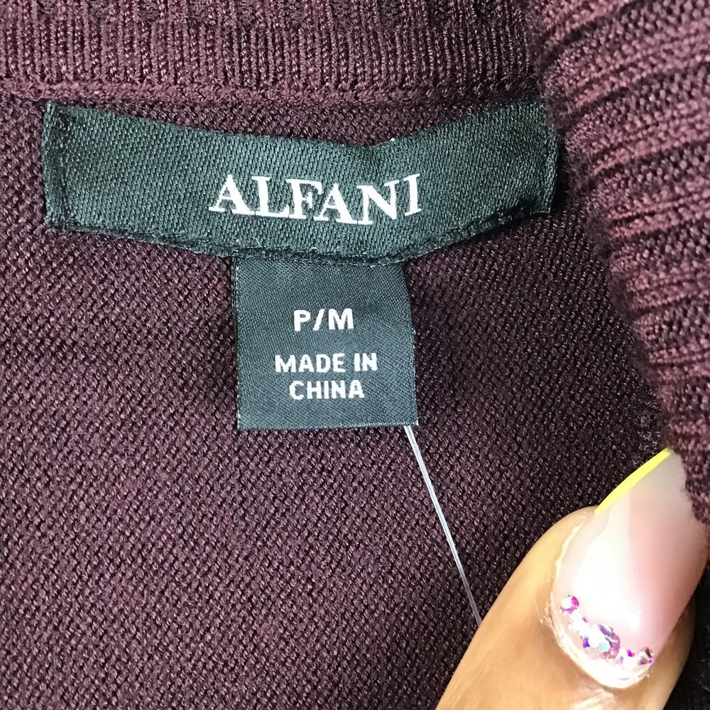 SOLD! Alfani Turtleneck Poncho Sweater Red PM - Picture 8 of 9